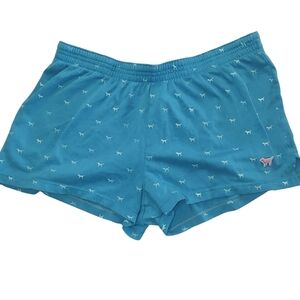 PINK Victoria's Secret Blue and Pink Boxer Shorts Pink Dog Logo Size XS Vintage?